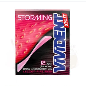آدامس کتابی 12 عددی ویویدنت استورمینگ توت فرنگی ۳۳ گرمی storming vivident